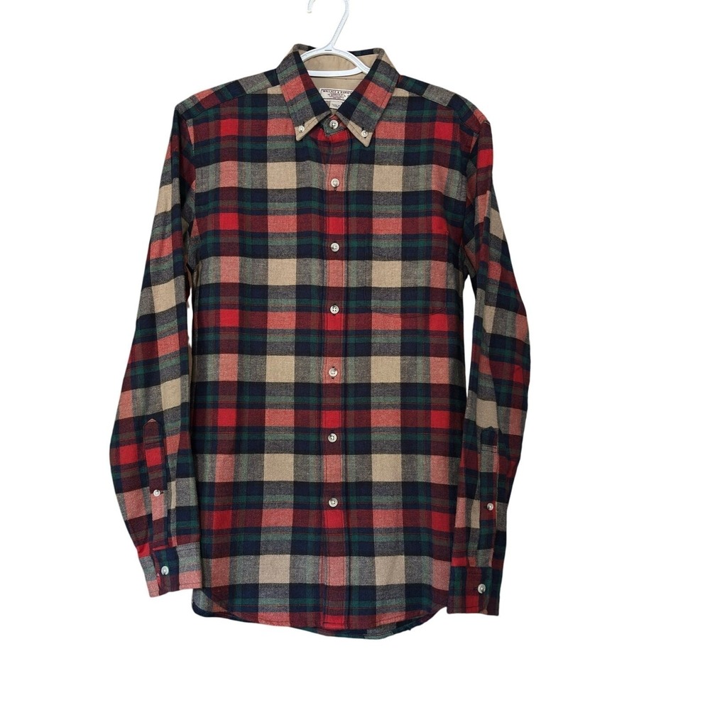 Wallace & Barnes Wool Blend Plaid Button Down Flannel Shirt S Preppy  Outdoors